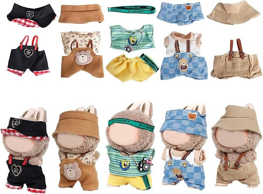 17cm Doll Clothes -5 Different Sets of Clothes and Hats, 6.7 Inches Cute Doll Accessories