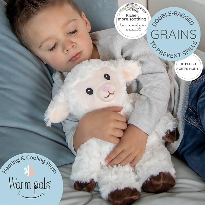 Warm Pals - Heatable Coolable Bedtime Comfort Plushie - Sasha Sheep - 1.5lbs - Cozy Microwavable Lavender Scented Plush Toys - Heated Stuffed Animal