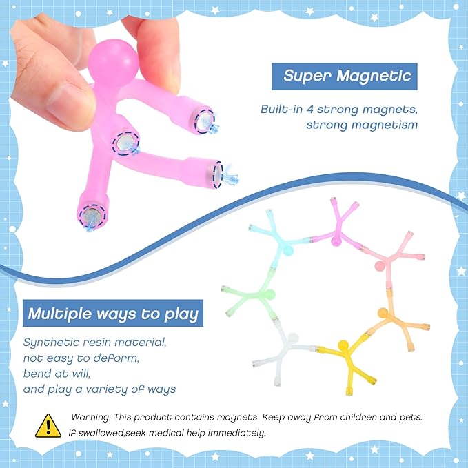 30 Pcs Humanoid Magnetic Toys Colorful Fidget Toys for Adults Hobbies Crafts Science Cute Novelty Man Fridge Magnets Men Refrigerator Magnets for Refrigerator, Door, Office Fun (Funny Style)