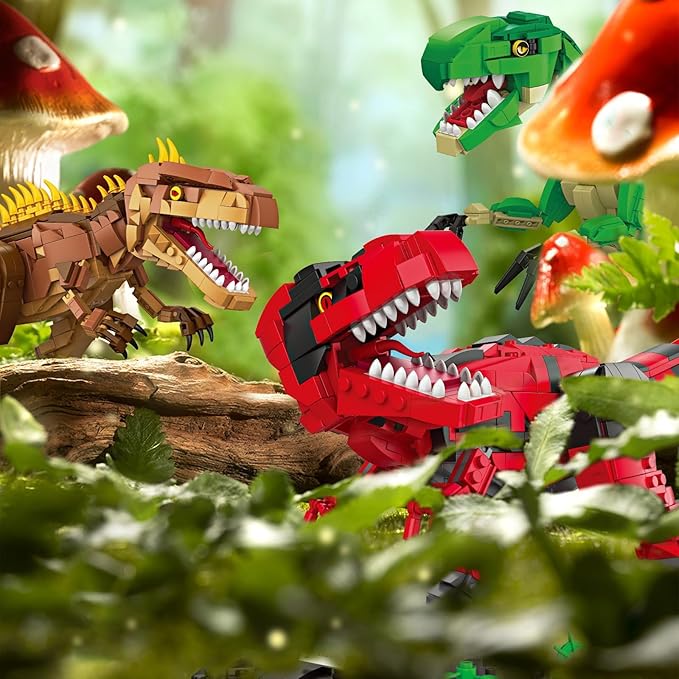 Dinosaur Building Blocks Toys for Kids Ages 6-14 | STEM Building Block Set, Christmas Birthday Gift for Boys Ages 6-8 7-9 8-14 (Brown)