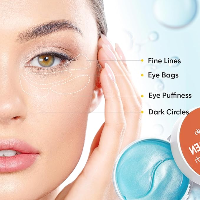Under Eye Patches – 30 Pairs Hydrating Gel Masks with Collagen, Retinol & Albizia Bark | Helps Reduce Fine Lines, Wrinkles, Dark Circles, Puffiness & Eye Bags