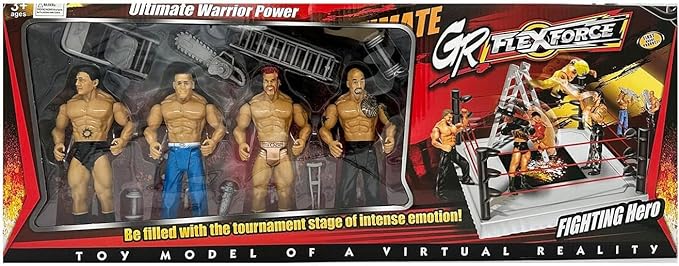 GR Flexforce 4 Wrestling Action Figures Models Wrestling Ring Ultimate Warrior Power (Multicolor)