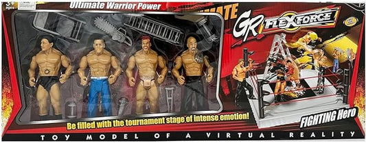 GR Flexforce 4 Wrestling Action Figures Models Wrestling Ring Ultimate Warrior Power (Multicolor)
