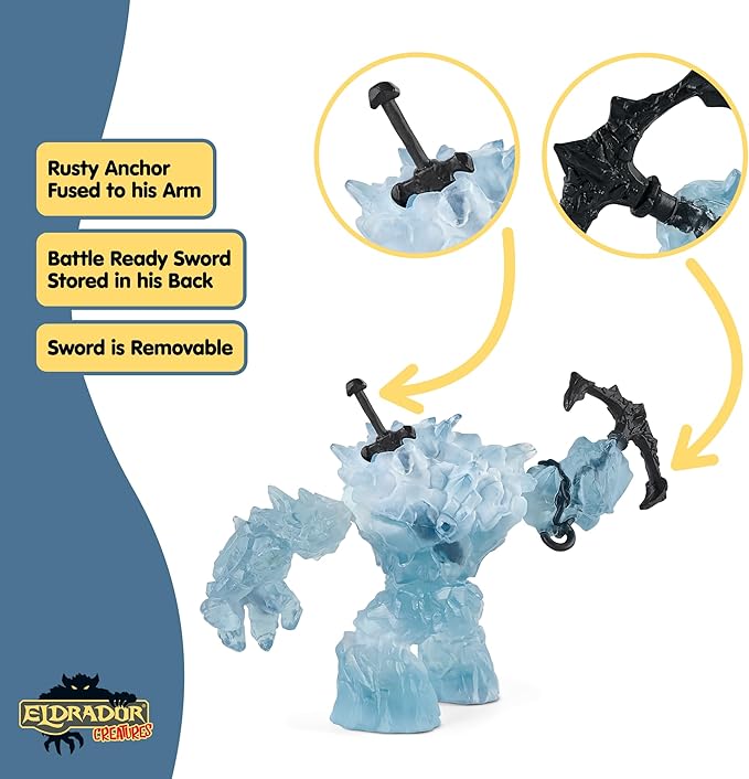 Schleich Eldrador Creatures - 2 PC, 8" Ice Monster and Weapons Toy Set - Movable Monster Action Figure for Boys and Girls - Fantasy Rock Beast Figurine - Durable Creature - Fun Toys for Kids Ages 7+