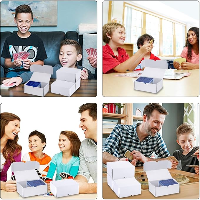 Toploader Trading Card Storage Box, 4-Pack 100 Count White Corrugated Cardboard Bulk Sports Top Loaders Storage Box for TCG/Magic/Mtg Basketball Cards, Collectible Trading Card Organizer