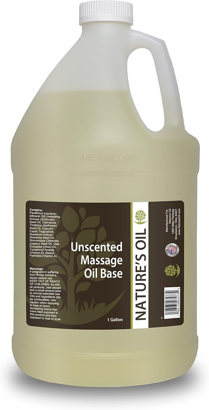 Nature's Oil Unscented Massage Oil Base, 1 Gallon