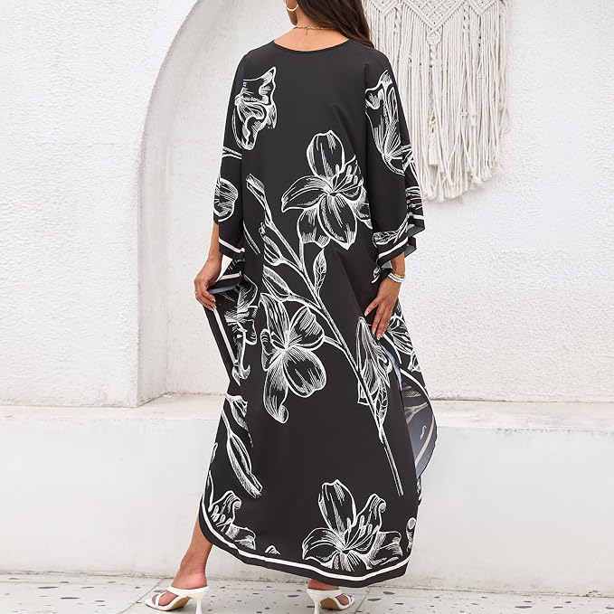 SXMURP Moomoo Dresses for Women, Caftan Dresses for Women Tropical Hawaiian Cotton Cover Ups Bathing Suit Loungewear Swimsuit