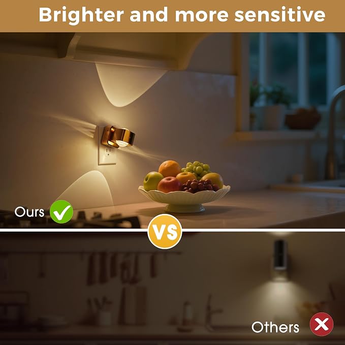 L LOHAS LED Night Light Projector, Night Lights Plug into Wall Light Sensor | Dusk to Dawn Sensor, Rotating Nightlight for Kids, Soft White Swivel Ambient Lighting for Bathroom, Gaming Room, Gifts,2 Pack