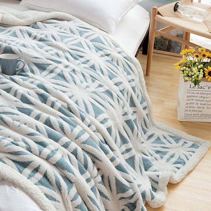 LOMAO Sherpa Fleece Blanket Fuzzy Soft Throw Blanket Dual Sided Blanket for Couch Sofa Bed (Light Blue, 60''x 80'')