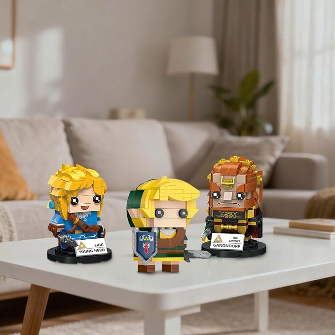 TOY PLAYER BOTW Link Figure Building Set, Link Action Figures with Master Sword and Ganondorf, Birthday Party Decorations Supplies, Gifts for Fans Kids &Adults (200+ Pieces)