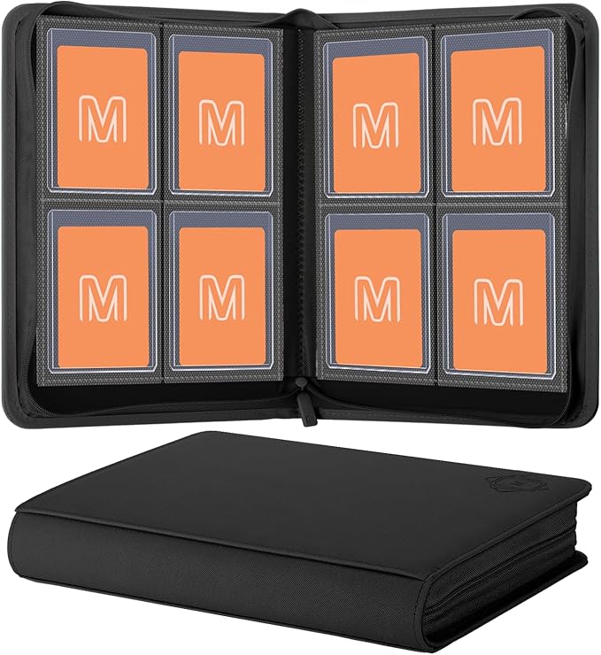 Toploader Binder,4-Pocket Side Load Trading Card Album, Holds 128 Cards with Double-Sided Pockets for MTG, Sports Cards, Top Loader Storage