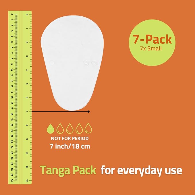Non-Slip (Premium) Reusable Organic Panty Liners for Women & Teens (Tanga 7-Pack) – Breathable High-Temp Washable Cotton Cloth Panty Liners for Vaginal Discharge – Keep You Fresh & Dry for Daily Use