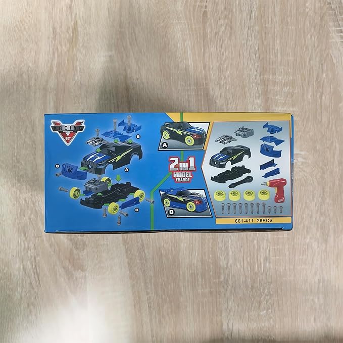 Pup Go Take Apart Toy Racing Car for Kids Age 3+ Year Old, 2 in 1 Build Your Own Car with Realistic Sounds & Lights, Construction Vehicle Toys with Electric Drill, Ideal Gitfs for Boys(4 Spare Screws)