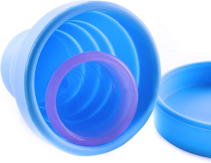 Menstrual Cup Sterilizer Cleaner, LUCKY CLOVER Collapsible Silicone Cup Foldable Sterilizing Cup for Menstrual Cups and Storing Your Diva Cup - Foldable for Travel(Blue)