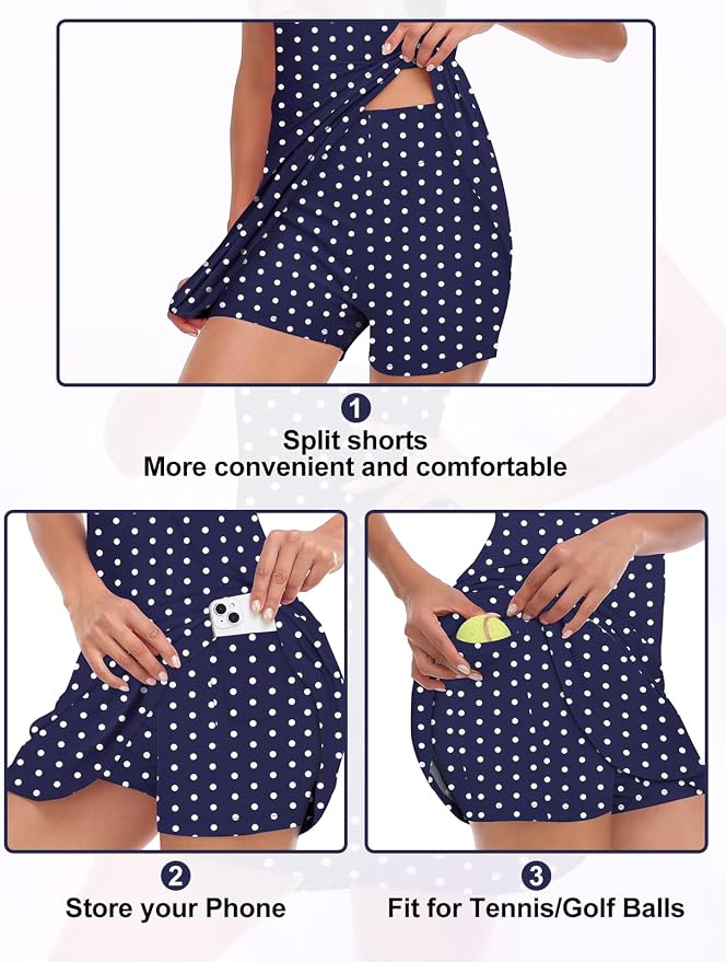 Viracy Tennis Dress for Women Sleeveless Golf Dresses with Shorts and Pockets Ruffle Zip Up Stand Collar Golf Outfits