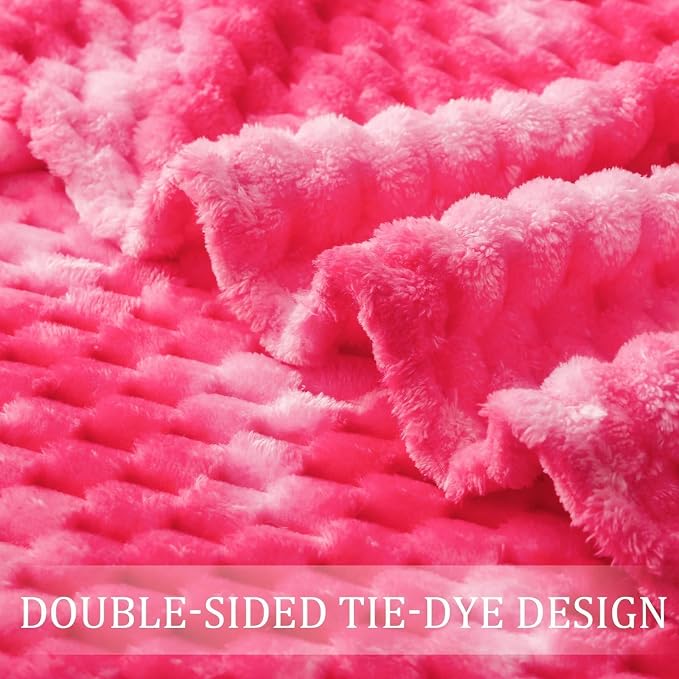 Exclusivo Mezcla 3D Fleece Twin Size Blanket for Bed, Tie-dye Pink | Extra Soft Fuzzy Plush Lightweight Bed Blankets, Cozy Fluffy Decorative Blankets for All Seasons, 60x80 Inches