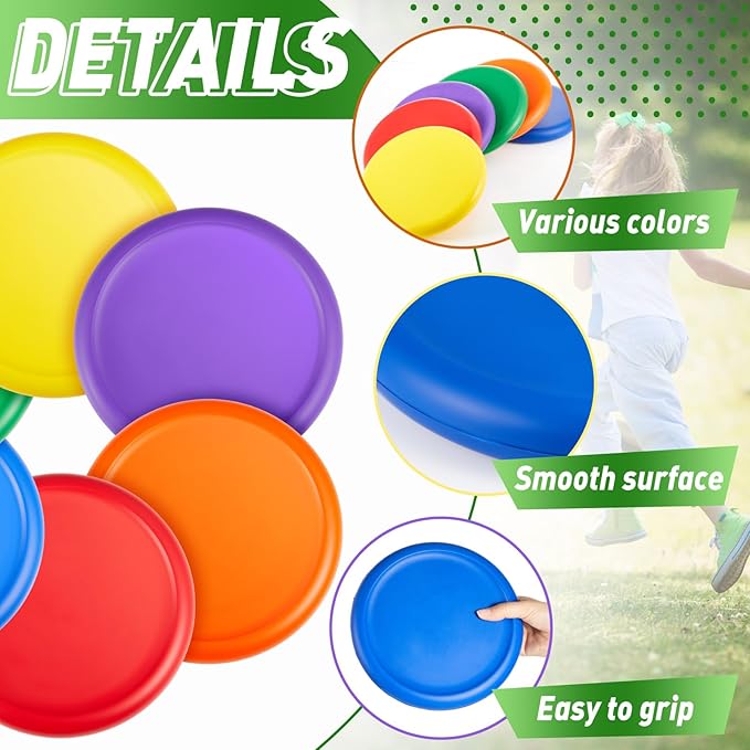 8 Inch Foam Flying Discs PE Equipment Coated Soft Flying Discs Kid Toy for Physical Education Equipment Elementary School Teaching Beach Outdoor Playing Game Sports Party Supplies, 6 Colors