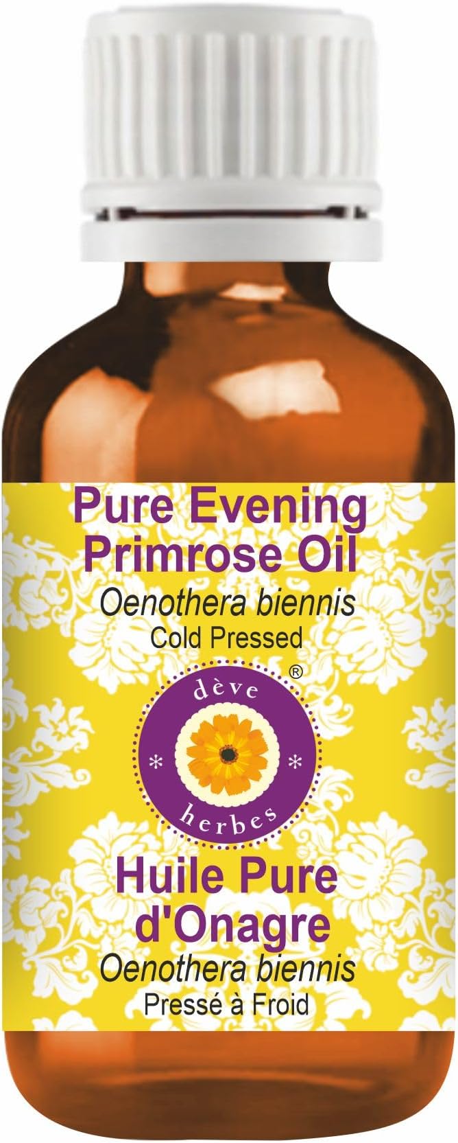 dève herbes Pure Evening Primrose Oil (Oenothera biennis) Cold Pressed 100ml (3.38 oz)