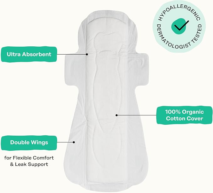 The Honey Pot Company - Herbal Postpartum Pads w/Wings - Infused w/Essential Oils for Cooling Effect, Organic Cotton Cover, & Ultra-Absorbent - Feminine Care - 12ct