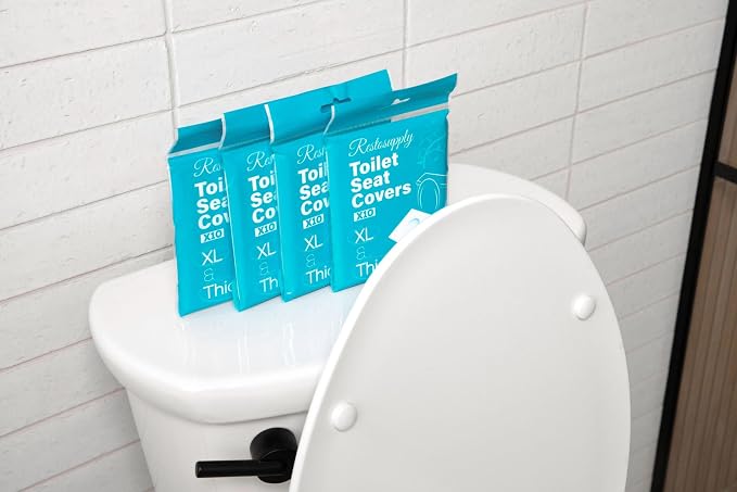 40 Pcs XL Extra Large & Thick Disposable Toilet Seat Covers Outdoor Travel Porta Potty (40)
