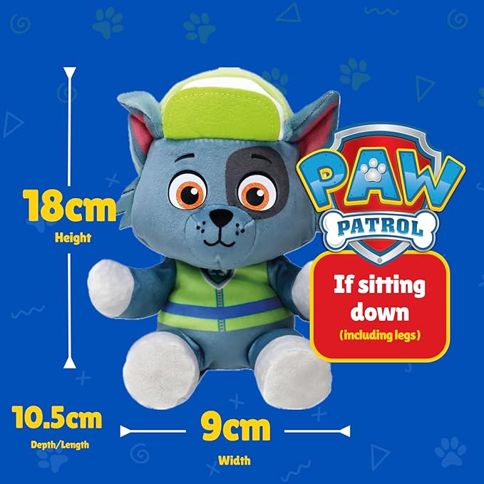 TY - Paw Patrol Collection, Rocky, All The Heroes of The Puppy Squad in Floppy Version, Soft Plush to Collect, Gift Idea for Young and Old - 20 cm - T44019