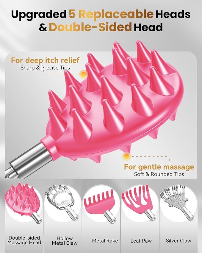 Telescoping Back Scratcher with 5 Detachable Heads, Dad Gifts for Men and Women, Practical Gifts for Father, Dad, Adults with Gift Box