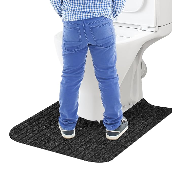 Round Commode Potty Training Mats for Boys, Toilet Training Mats, Potty Training Toilet Rugs, Toilet Rugs u Shaped,Toilet mats for Bathroom,Machine Repeatedly Washable(4 Pack, Black)