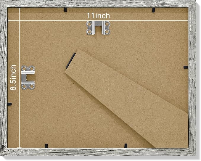 Vittanly 8.5x11 Picture Frames Set of 9 for Wall Mount & Tabletop, Grey | Certificate Frame Display Pictures 6x8 with Mat or 8.5x11 without Mat, Diploma Document Degree Frames, Engineered Wood
