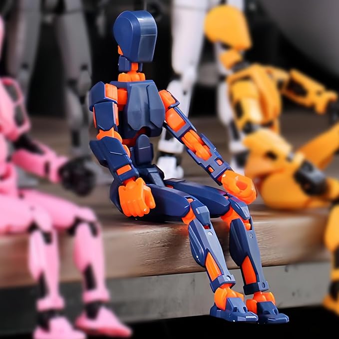 Titan 13 Action Figure, Action Figures, Titan 13 Action Figure 3D Printed Robot Multi-Jointed Movable, Desktop Decorations for Game Lovers（Golden）