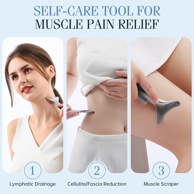 5-in-1 Gua Sha Facial Tools,Fish Guasha Massage Tool for Face&Body, Facial Roller Massager for Lymphatic Drainage &Jawline Sculpting & Puffiness Reducing,Gua Sha Muscle Scraper Tool,TMJ Relief Tool