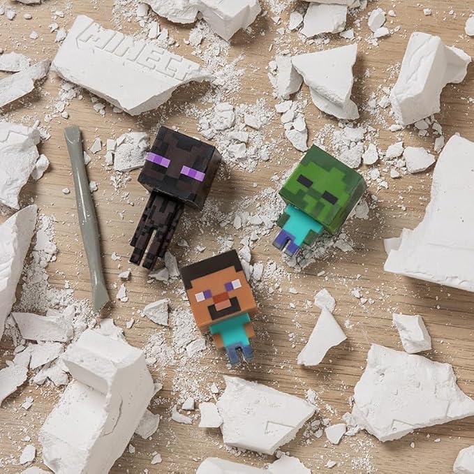 Paladone Minecraft Official Licensed Excavation Kit for Kids, Gamer Decor and Gift for Boys and Girls, 3 Iconic Gaming Characters Included, Interactive Dig Toy