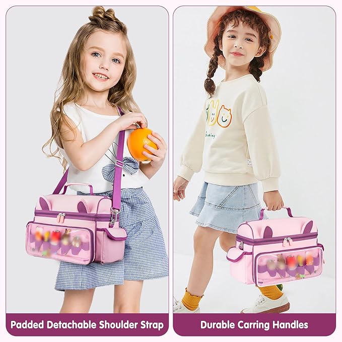 Carrying Case Compatible with Toniebox Starter Set Bundle, Cute Storage Travel Bag Compatible with Little Tikes Story Dream Machine Books Starter Set, Purple & Pink(Bag Only)