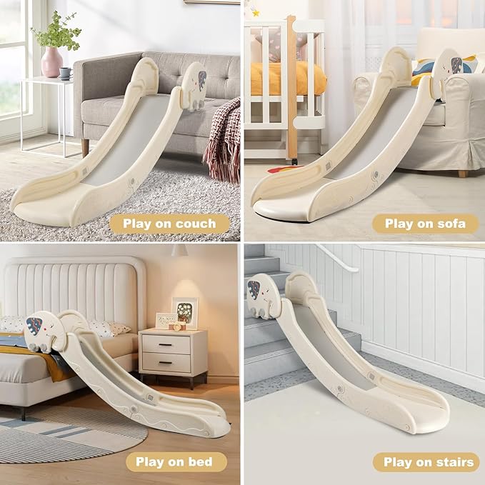 Indoor Couch Slide for Toddlers 1-3, Kids Baby Toddler Slide, Add-on for Modular Play Couches, Indoor Playset for Sofa Bed Stair, with Secure Guardrail, Gentle Slope, Extended Buffer Zone (Big)