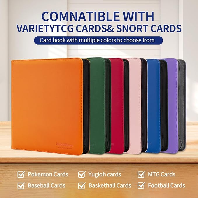 Card Binder – 720 Capacity, Zippered Trading Card Holder for MTG, Sports & Collectible Cards – Acid-Free, Durable & Travel-Friendly Storage (Orange dots, 12 Pocket)