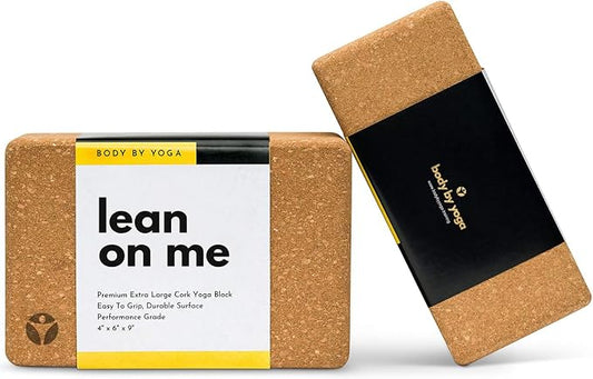 Cork Yoga Blocks 2 Pack – High Density Non Slip with Select Cork Grain for Chip-Resistant Durability | Extra Thick 4” for Support & Stability | Natural, Smooth, and Crumble Free | Body By Yoga