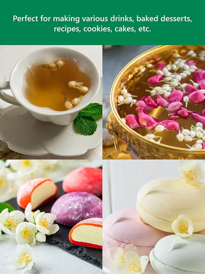 TeeLux Jasmine Tea Loose Leaf, Natural Jasmine Buds, Edible Dried Flowers for Tea, Baking, Caffeine Free, 3.5oz/100g