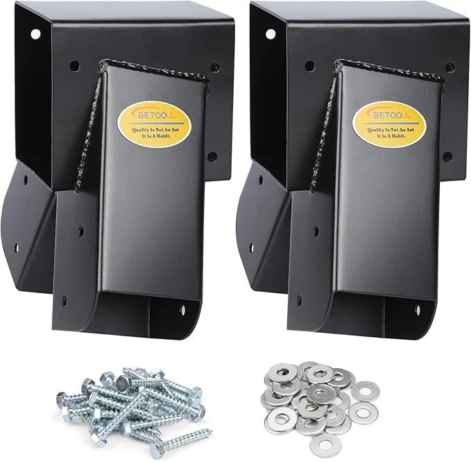 BETOOL Swing Set Brackets - 2pcs A Frame Swing Bracket Hardware with All Mounting Accessories (Black)