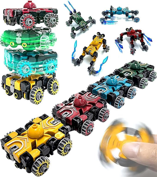 Transformable Fidget Spinners for Kids,4 Pcs DIY & Stackable & Connectable, Stress Relief Sensory Fidget Toys,Christmas Stocking Stuffer Gift for Boys and Girls
