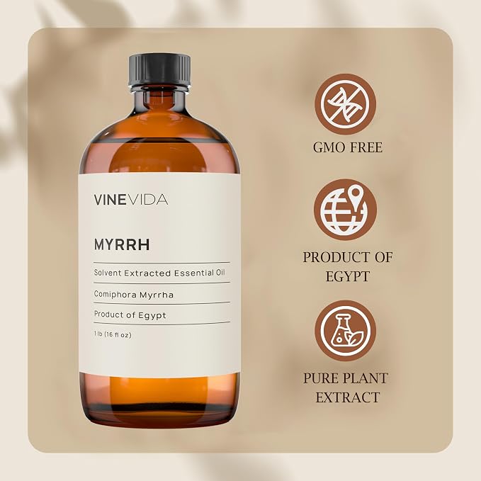 VINEVIDA Myrrh Essential Oil - 16 oz Undiluted - DIY Candle Scents & Bulk for Soap Making