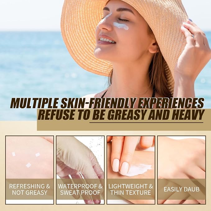 2 Pcs Relief Organic Sunscreen SPF50, Rice and Probiotics PA++++ Korean Cream for All Skin Types, Nourishing Skin Protection and UV Defens.