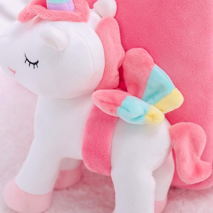 Lazada Unicorn Toddler Backpack Stuffed Unicorn Toys Kids Backpacks with Toy White 9.5"