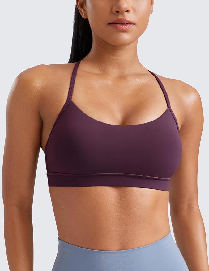 CRZ YOGA Butterluxe Y Back Sports Bras for Women - Padded Racerback Low Impact Spaghetti Thin Strap Workout Yoga Top