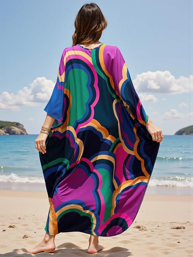 Mumu Dresses for Women Plus Size, Bohemian Kaftan Beach Cover Up Long Maxi Nightgown Soft Loungewear
