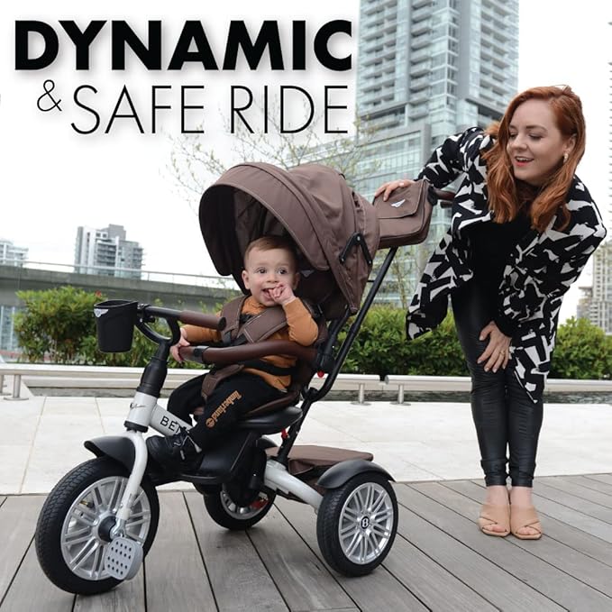 Bentley Kids Trike, Toddler Bike 6-in-1, Officially Licensed & Designed by Bentley Motors UK; This Baby to Big Kid Tricycle is a Compelling Statement of Performance and Luxury, White Satin (6m-5y+)