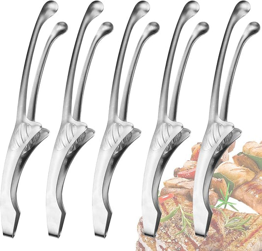 5 Pcs BBQ Tongs Stainless Steel Korean Japanese Grilling Tongs Set | Bbq tongs, self-standing design, dishwasher safe, ergonomic handle, for Korean BBQ, Japanese yakiniku, grilling, camping.