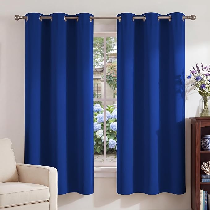 NICETOWN Thermal Insulated Grommet Room Darkening Curtains/Draperies/Panels for Bedroom (Classic Blue, 2 Panels, W42 x L63 inches)