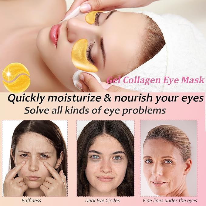 32 Pairs Eye Masks & Lip Masks, Collagen Crystal Lip Mask and Eye Mask, Crystal Collagen Eye Patches for Puffy Eyes, Effectively Eliminates Dark Circles and Eye Bags, Reduces Lip Wrinkles
