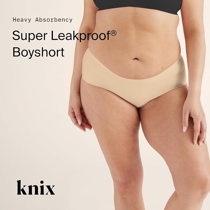 KNIX Women Leakproof Period Underwear Boyshort – Heavy Flow Protection, Absorbs 4–7 Super Tampons