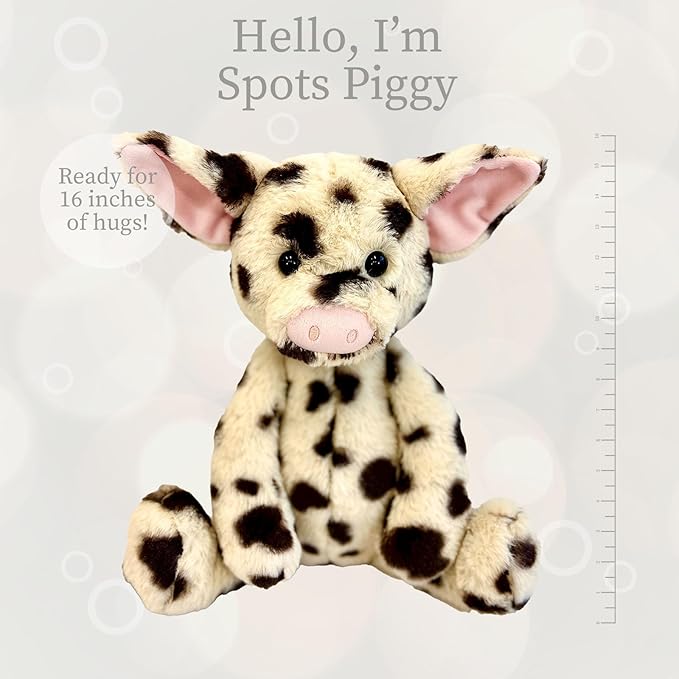 World's Softest Plush Spots Piggy, Lushee, Large, 16" Stuffed Animal for Baby, Toddler, Kids, Adults - Piggy Plush Toy-Adorable Toy Made from Kid-Friendly, Quality Materials