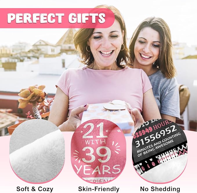 Happy 60th Birthday Gifts for Women, 60th Birthday Blanket for Women 50x60 | 60th Birthday Decorations for Women, 60 Year Old Birthday Gifts for Women, 1966 60Th Birthday Gift for Sister, Friend, Mom